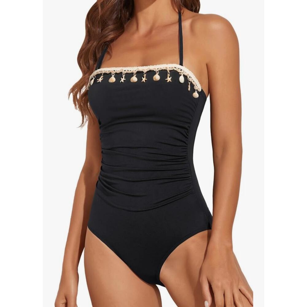 ◇61 MSRP $38 NWT HOLIPICK SHELL ACCENT CONVERTIBLE ONE-PIECE ♡SIZE L♡